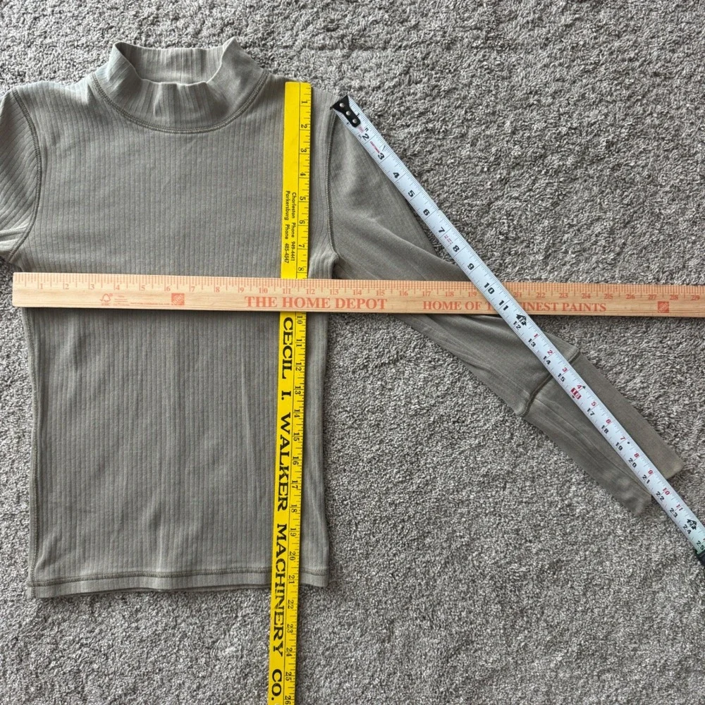 Intimately Free People Ribbed Mock Neck Long Sleeve Top Olive Green Small Boho
